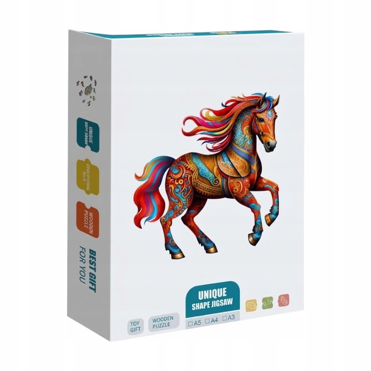 Houten Puzzel Kleurrijk Paard 135 Stukjes - Leuk Cadeau
