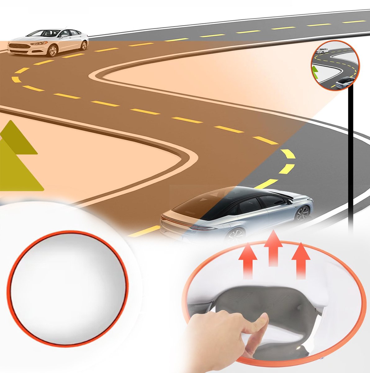 Bolle Verkeersspiegel, 130° Groothoek Opritspiegel, Verkeersveiligheidsspiegel, Om Blinde Vlekken Te Elimineren.