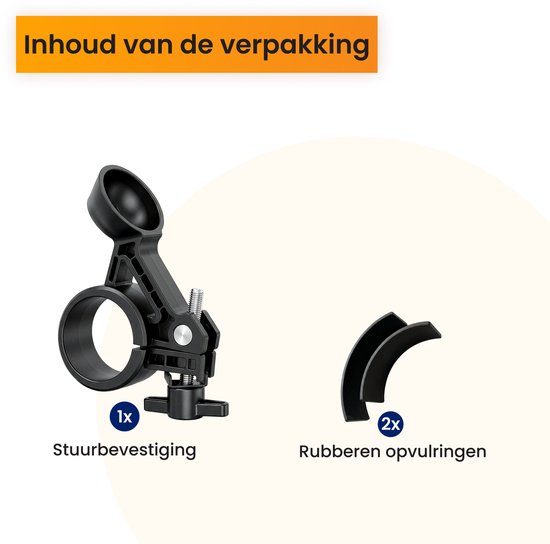 Inhoud van de verpakking: 1x stuurbevestiging, 2x rubberen opvulringen.