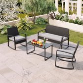 Xbro Rotan Tuinset 3-delig met schommelstoel,Balkonset voor 4 personen met kussens,Tuinmeubelset met tafel,3-delige Bistroset ,108 x 74 x 85 cm ,Donkergrijs