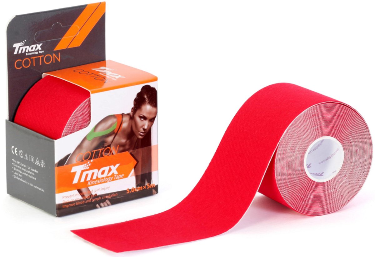 Tmax Kinesiologietape - Sporttape - Rood - 50 cm x 5 m