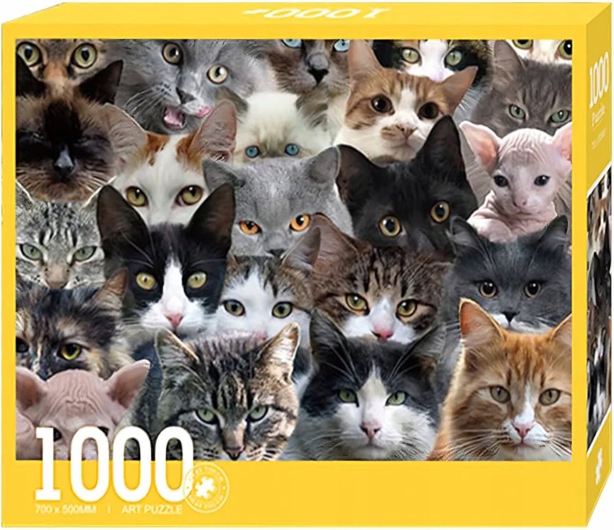 Cat World Puzzel 1000 Stukken - Ontspannende Kattenafbeelding 70x50 cm