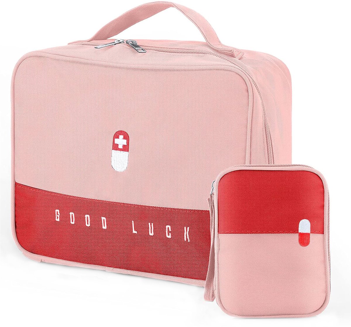 Medische Tas Set van 2 - Medicijntas Groot en Klein - Draagbare Medicijntas - Grote Capaciteit - Waterdichte Medicijn Opbergtas - Vochtbestendige Medicatie Organizer - Reisapotheek Tas voor School, Reizen, Kamperen en Wandelen - Meerdere Kleuren
