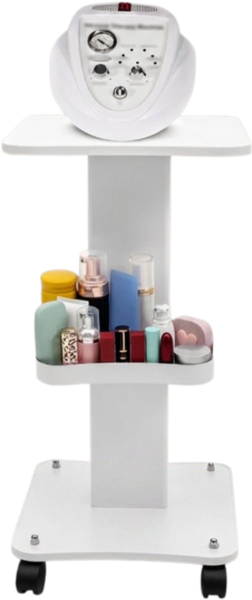 G&G beauty trolley voor schoonheidssalon - Voor schoonheidsapparaten - Serveerwagen - Wellness - 37x34x67cm - Zwenkwielen - Wit