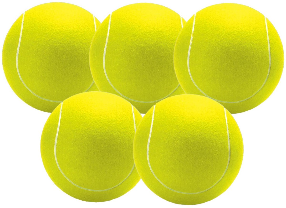 Mega tennisbal XL - 5x - geel - 13 cm - grote tennisballen - speelgoed/sportartikelen - Buitenspeelgoed/sportief speelgoed - Tennissen