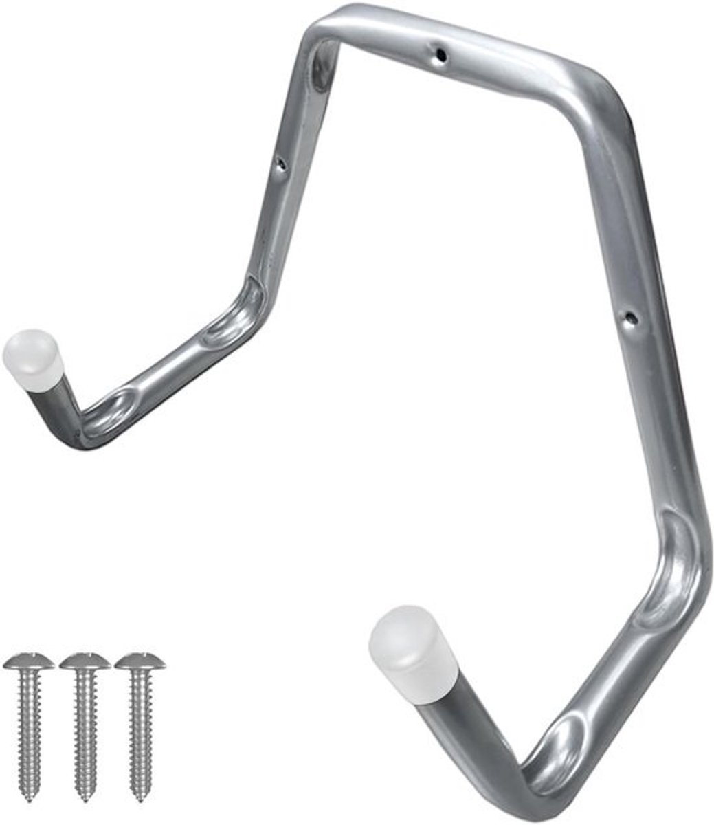 Ladderwandhouder - Ladderhaak Garage - Ruimtebesparend Opbergen - Rubberen Bescherming - 25 kg Draagvermogen - Zwart
