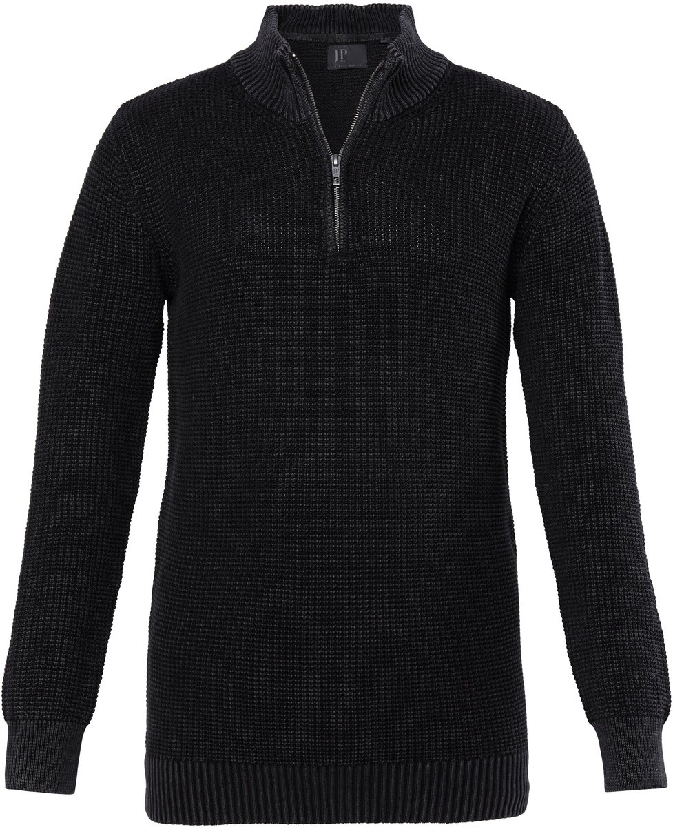 JP 1880 - Heren - Troyer opstaande kraag met rits vintage look tot 7XL - Zwart - Maat 5XL