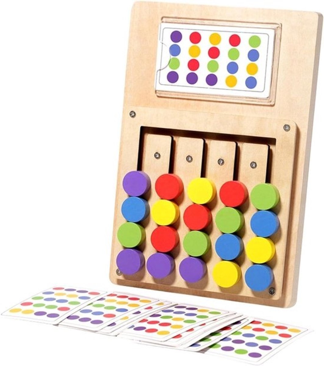 Kleurensorteerspeelgoed - Schuifpuzzel Bord - Cognitieve Ontwikkeling - Aanpasbaar Leersysteem - 23 x 16 x 3 cm - Meerdere kleuren