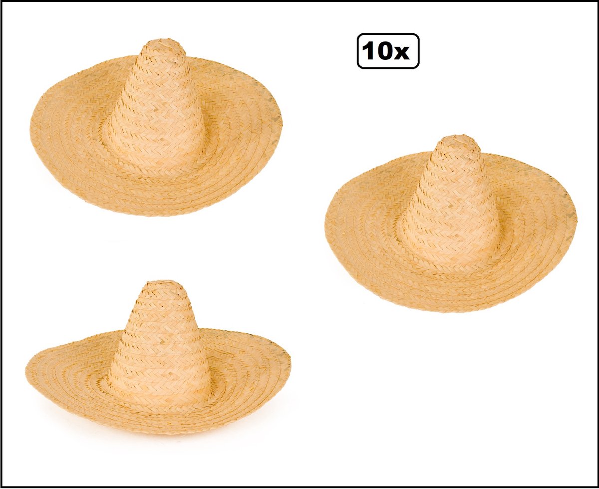 10 stuks Sombrero Extase naturel - stro hoed mexico landen festival thema feest party