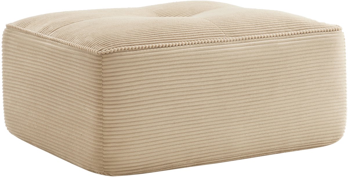 MODFU-Poef-Ottoman-Ribstof-Beige-Vierkant-Binnen