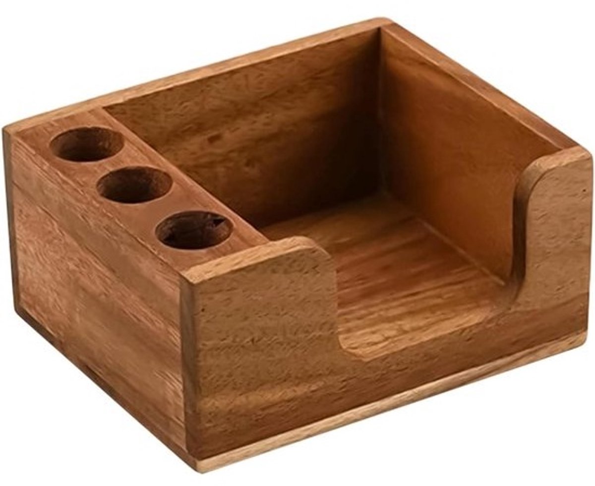 Bureau Organizer - Memo Pad Houder - Werkruimte Opruimen - Stevige Houten Constructie - 7 x 11 x 7 cm