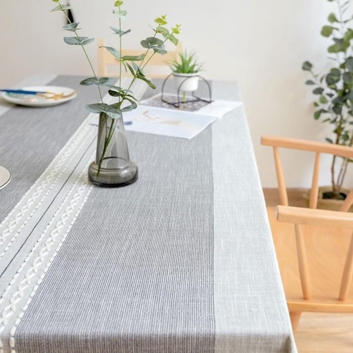Rechthoekig Tafelkleed - Tafellinnen Afwasbaar - Tafel Beschermen - Katoen Linnen Mix - 100 x 160 cm - Grijs