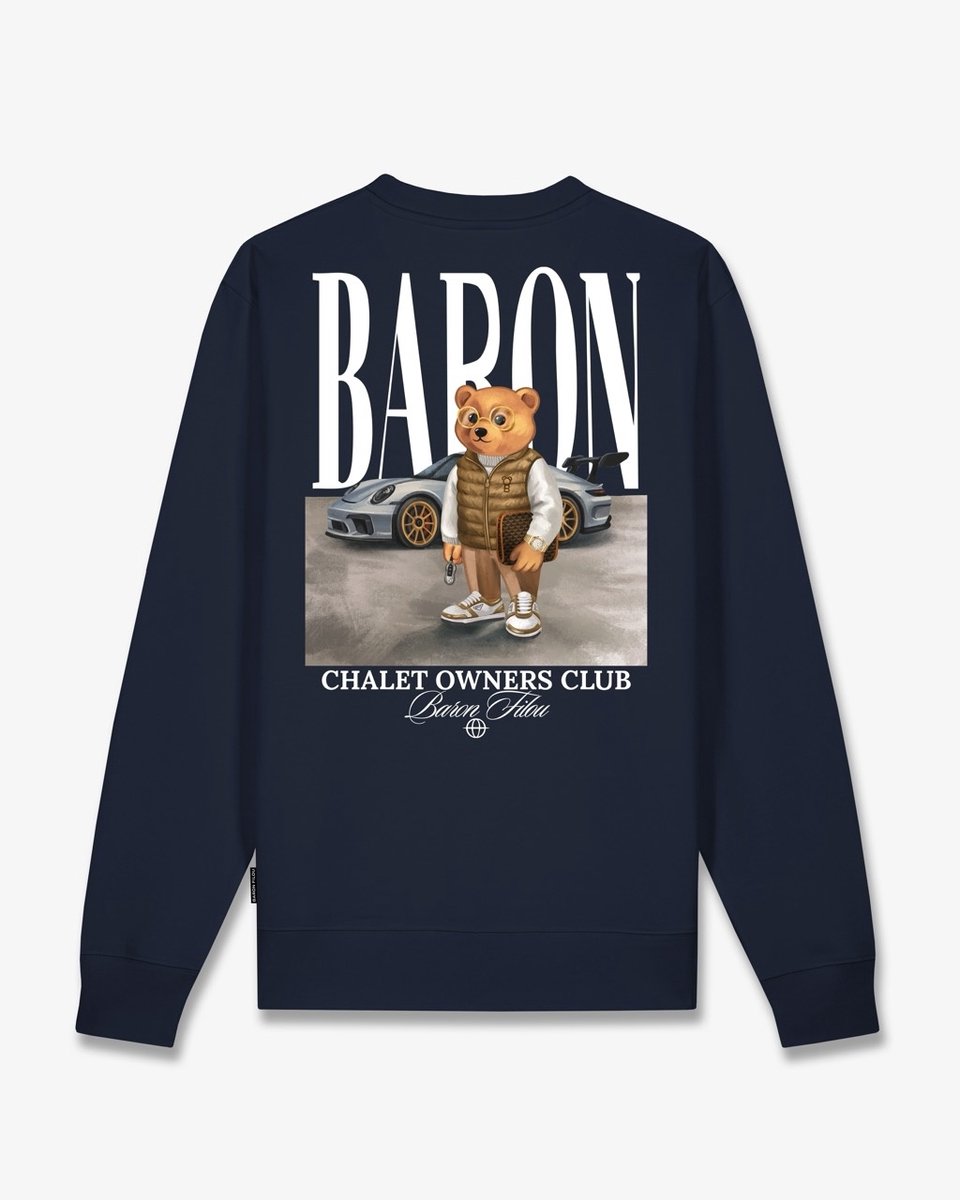 Baron Filou Baron Filou Sweater FW26 Backprint Filou 187 Chalet Owners Club Baron Oxford Blue