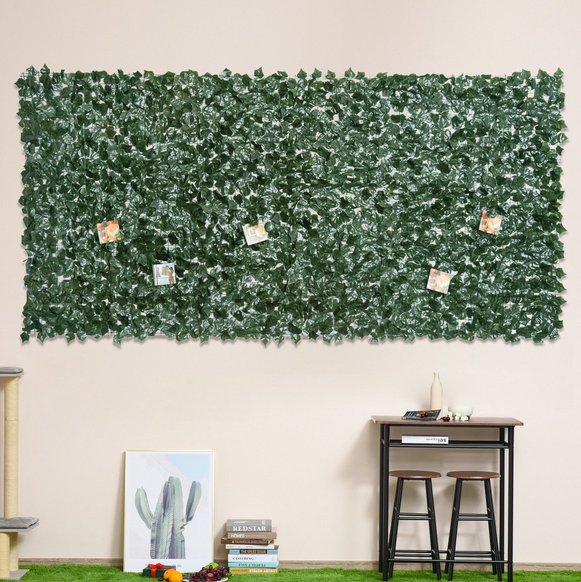 REDOM - Kunsthaag - Dicht bladwerk - Flexibel te monteren - UV- en weerbestendig - Balkon, terras en tuinhek - PE en stof - Donkergroen - 300 x 150 cm