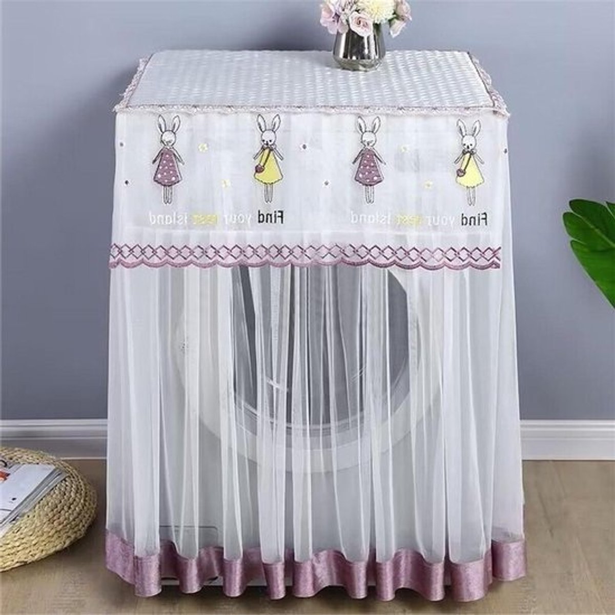 Wasmachinehoes Kant - Drogerhoes Beschermhoes - Apparatuur Beschermen - Voorgesneden Venster - 60x55x85 cm - Wit