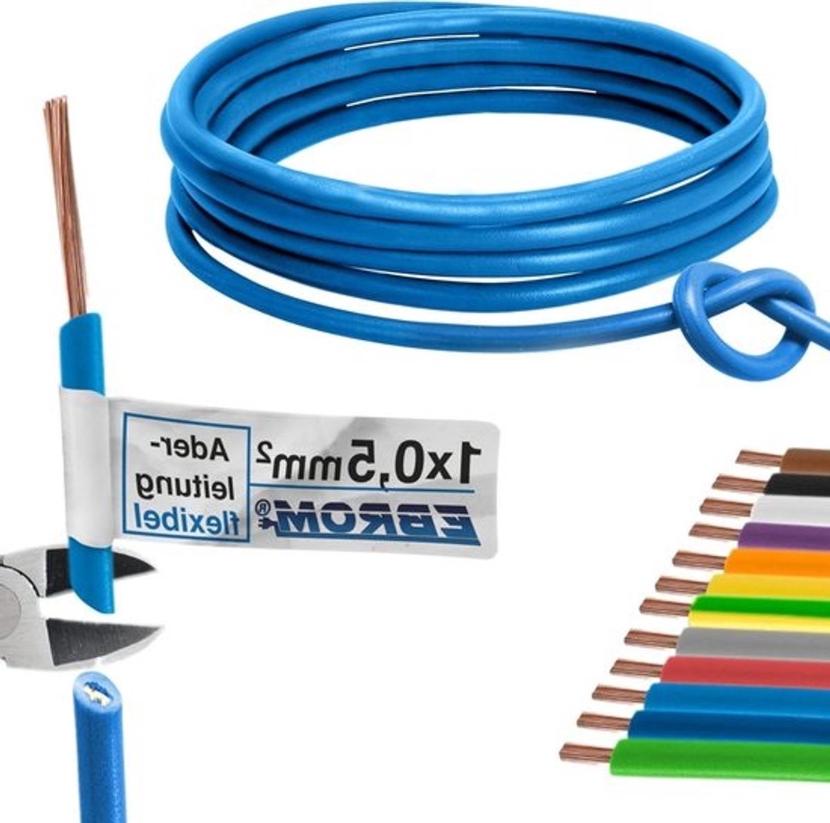 Flexibele Aderleiding - PVC Kabel - Interne Bedrading - Meerdere Fijne Draden - 05 mm2 - Lichtblauw