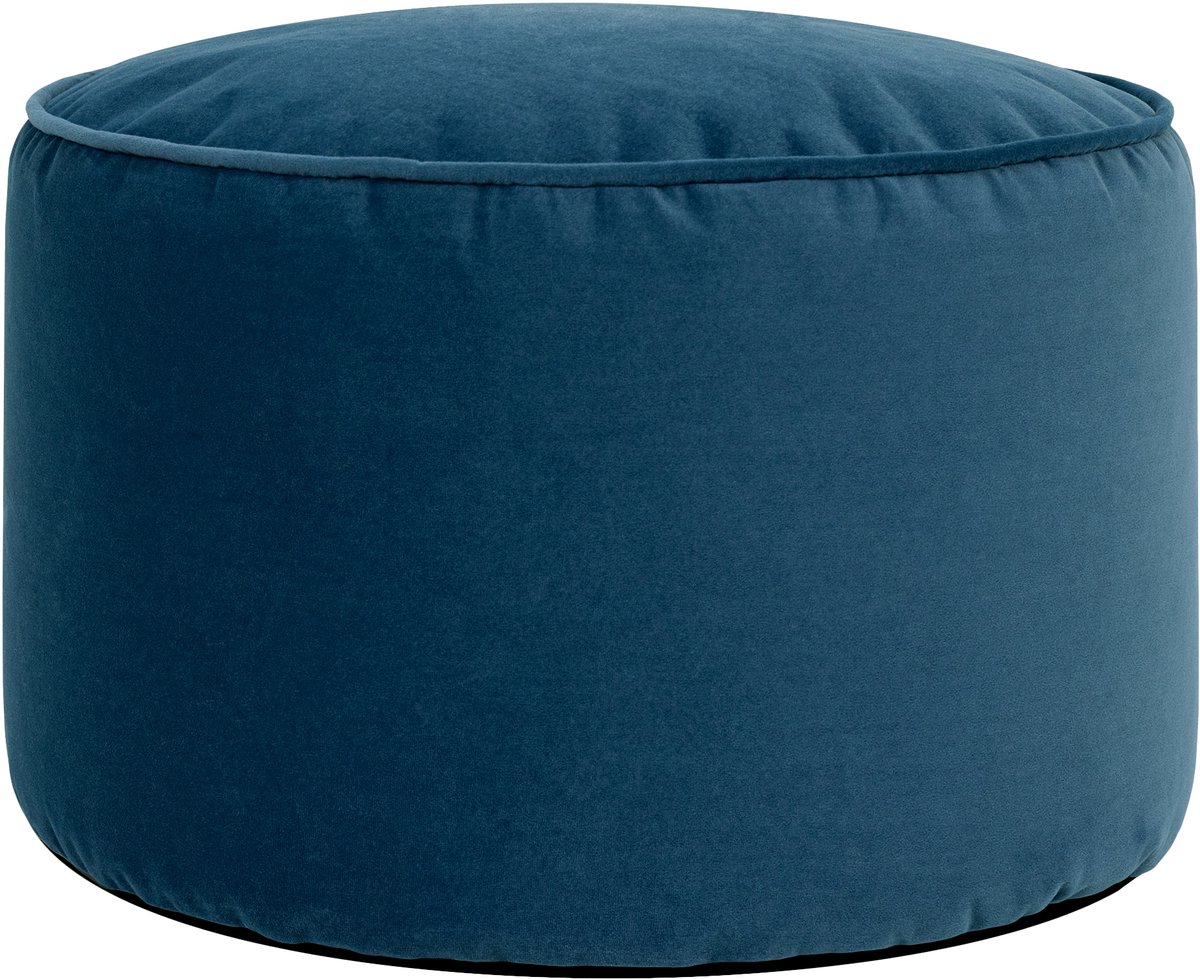 icon - Milano Poef - Ronde Zitzak Hocker - Fluweel - Marineblauw