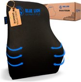 Blue Lion Ergonomisch Rugkussen L - Rugsteun voor Onderrug en Middenrug - Stoelkussen voor Bureaustoel, Auto & Thuiswerken – Zwart