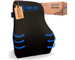 Blue Lion Ergonomisch Rugkussen L - Rugsteun voor Onderrug en Middenrug - Stoelkussen voor Bureaustoel, Auto & Thuiswerken – Zwart