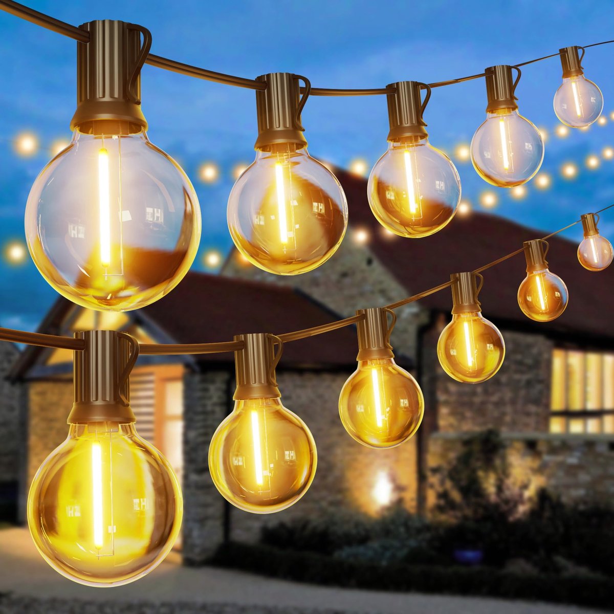 Lichtsnoer 50m - 84+4 Lampen G40 - IP54 Waterdicht - Voor Buiten