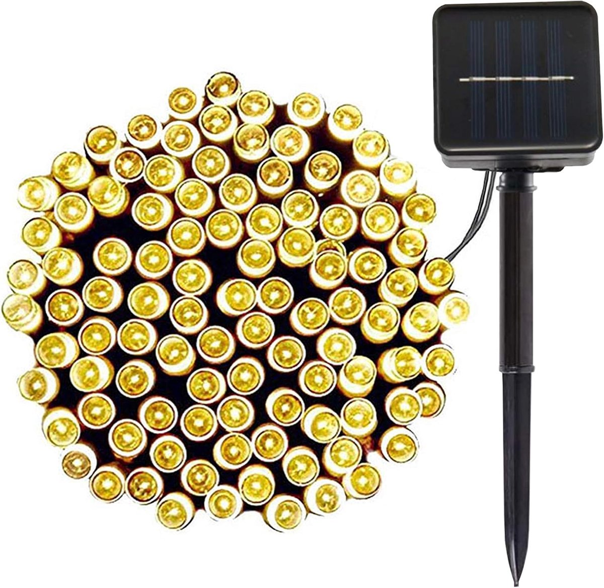 Lichtsnoer 12m - 100 LED - Op Zonne-energie - IP44 Waterdicht - Dimbaar - Warmwit - Kerst