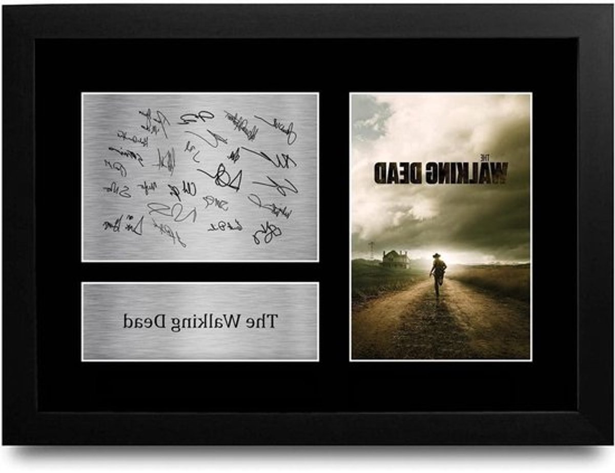 TV Show Foto - Wanddecoratie Memorabilia - Cadeau Idee - Gedrukte Handtekening Replica - A4 33x24 cm - Zwart