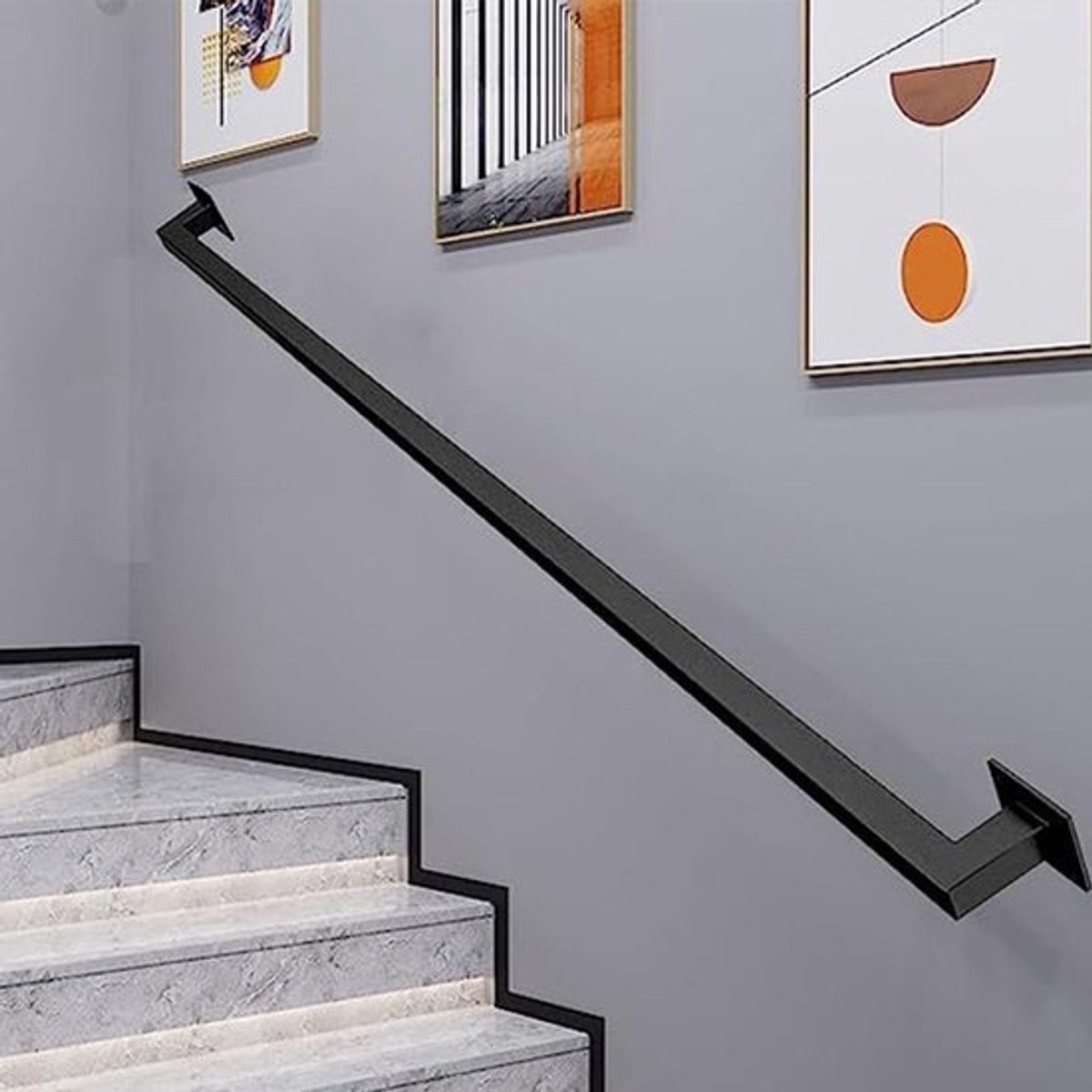 Trapleuning - Steunbeugel Gang - Veiligheid Binnenshuis - Smeedijzeren Constructie - 60 cm - Zwart