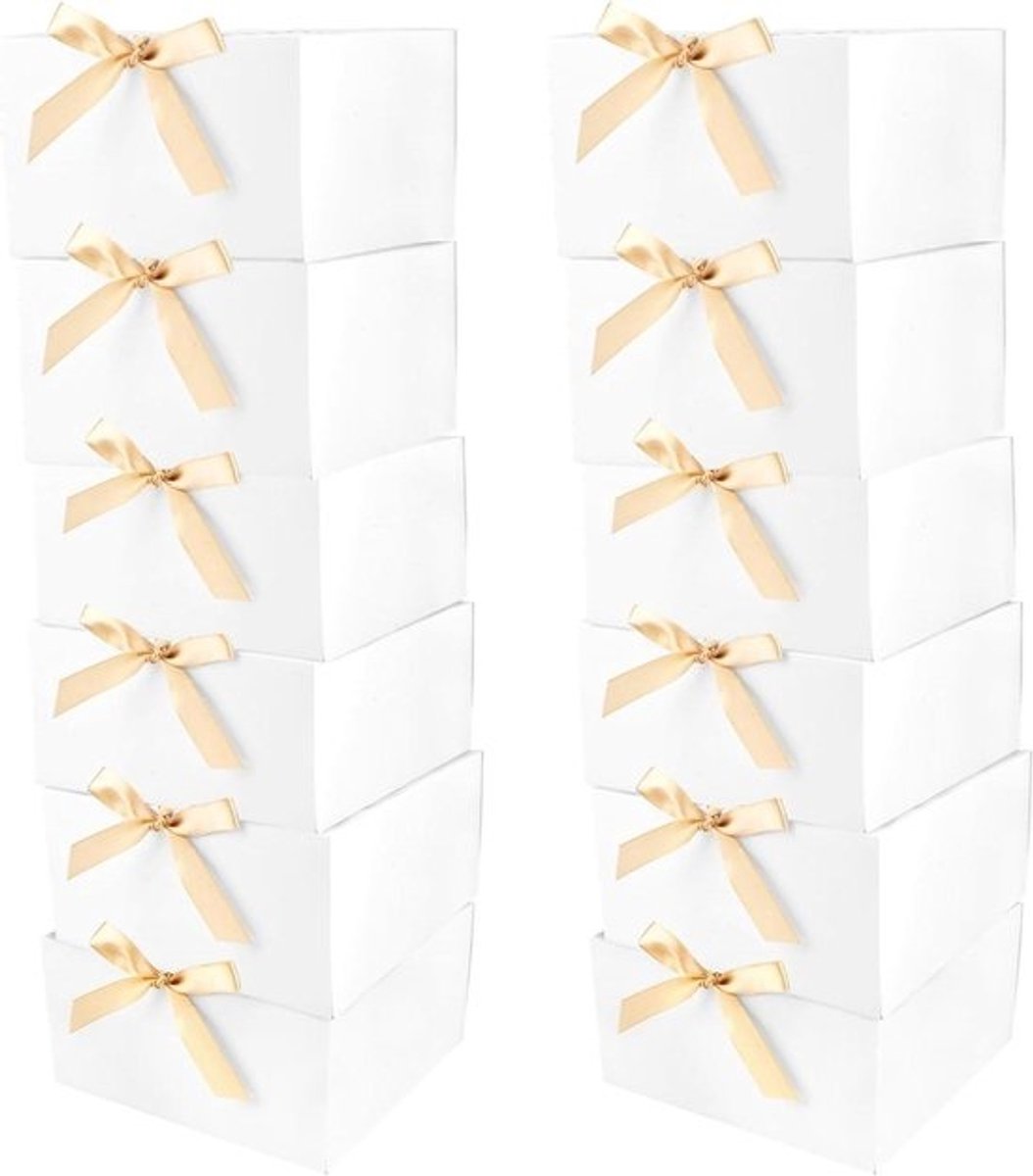 Grote Geschenkdozen - Verhuisdozen Cadeau - Cadeaus Inpakken - Met Deksel en Lint - 20x20x10 cm - Wit