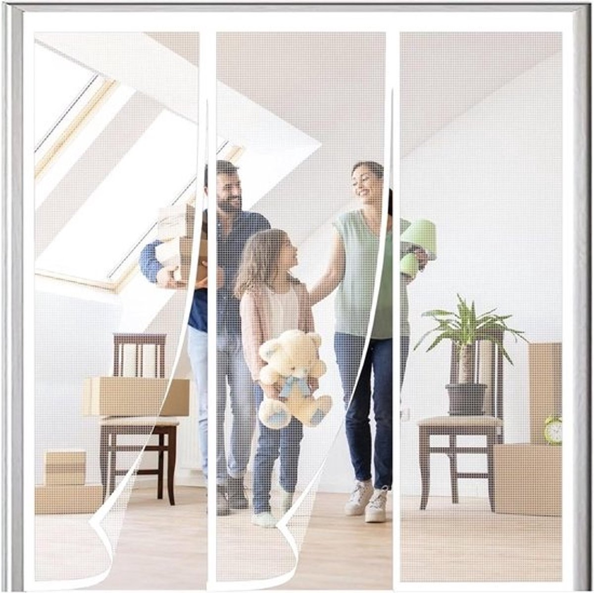 Hordeur met Magneet - Vliegendeur Scherm - Frisse Lucht Binnen - Dubbele Deur Opening - 170x260cm - Wit