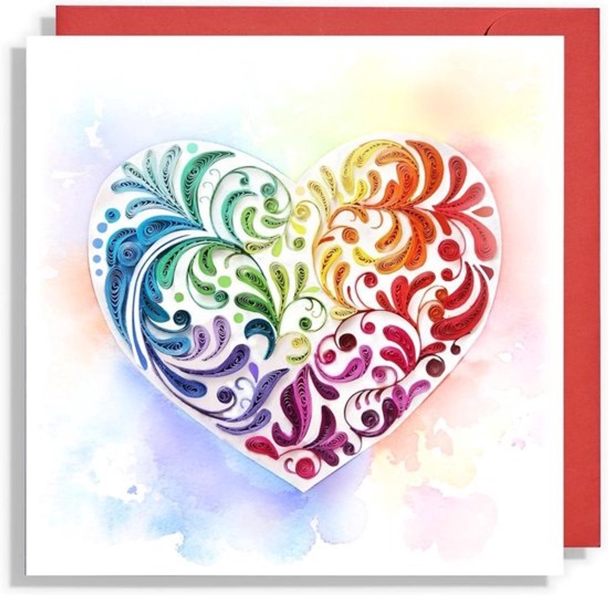 Quilling Wenskaart - Hart Kaart Liefdeskaart - Gevoelens Uiten - Handgemaakt Ontwerp - 6 x 6 inch - Multicolor