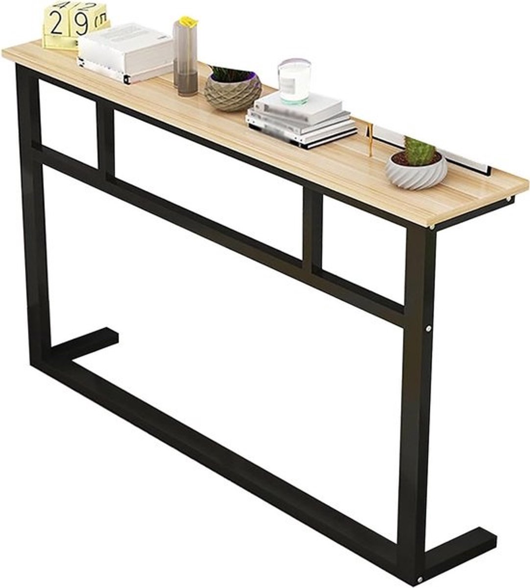 Slanke Consoletafel - Smalle Banktafel - Ruimte Optimaliseren - Dubbele Steunstangen - 80 x 80 x 20 cm - Geel