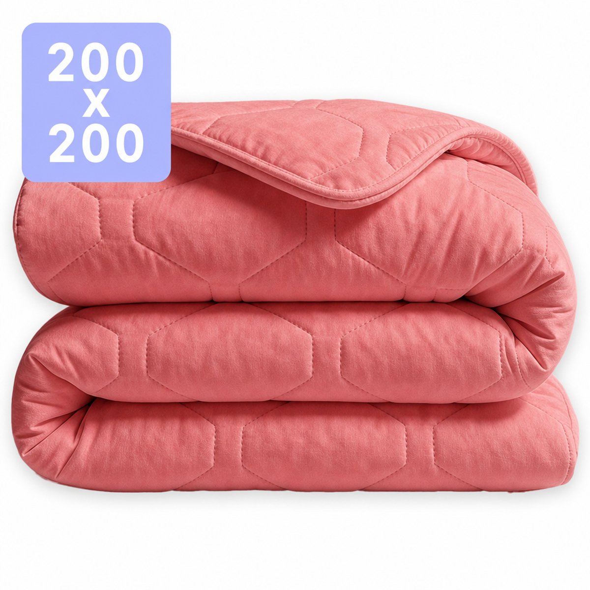 HappyBed Dekbed zonder overtrek 200x200 - Puffy - Wasbaar dekbed - Dekbed zonder hoes - Hoesloos Dekbed - Old Pink