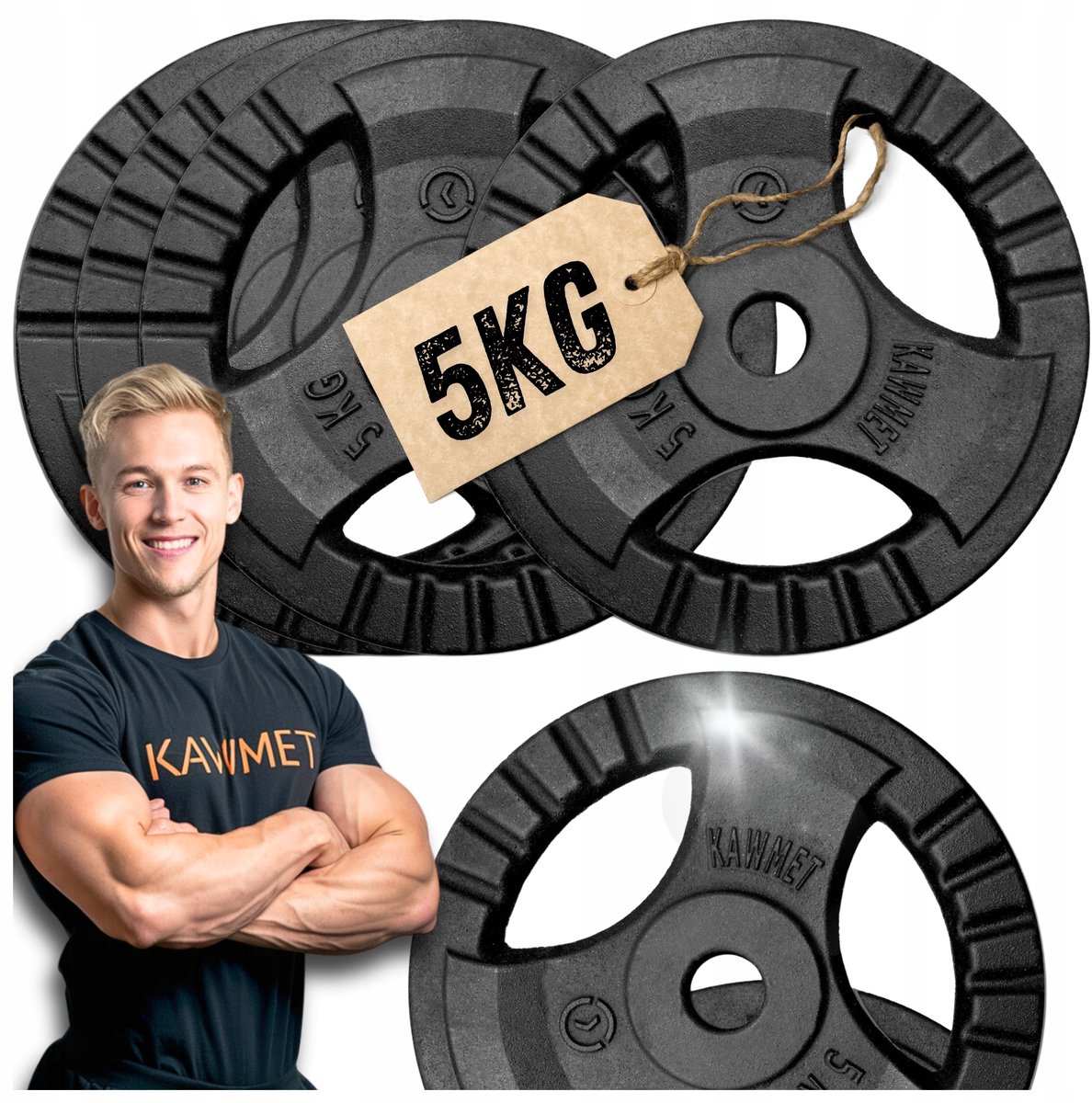 20kg Gietijzeren Houder Bordenset 4x5kg Tri-Grip - Thuis Fitness