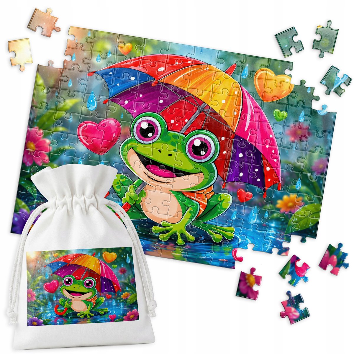 Educatieve puzzel 'Kikker met Paraplu' - 120 Stukjes