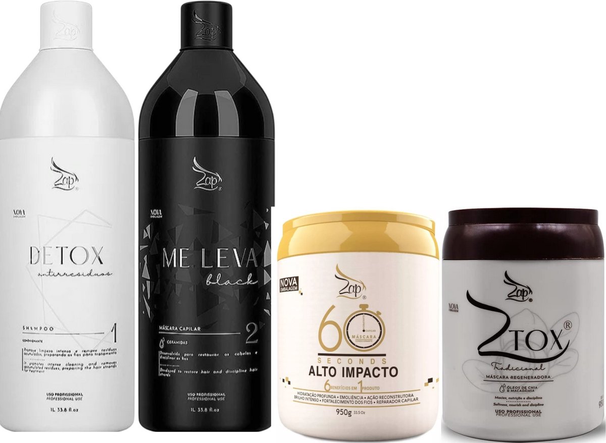 Kit ZAP Braziliaans Keratine behandeling All Time + Botox Ztox 950g + Máscara 60 Seconds