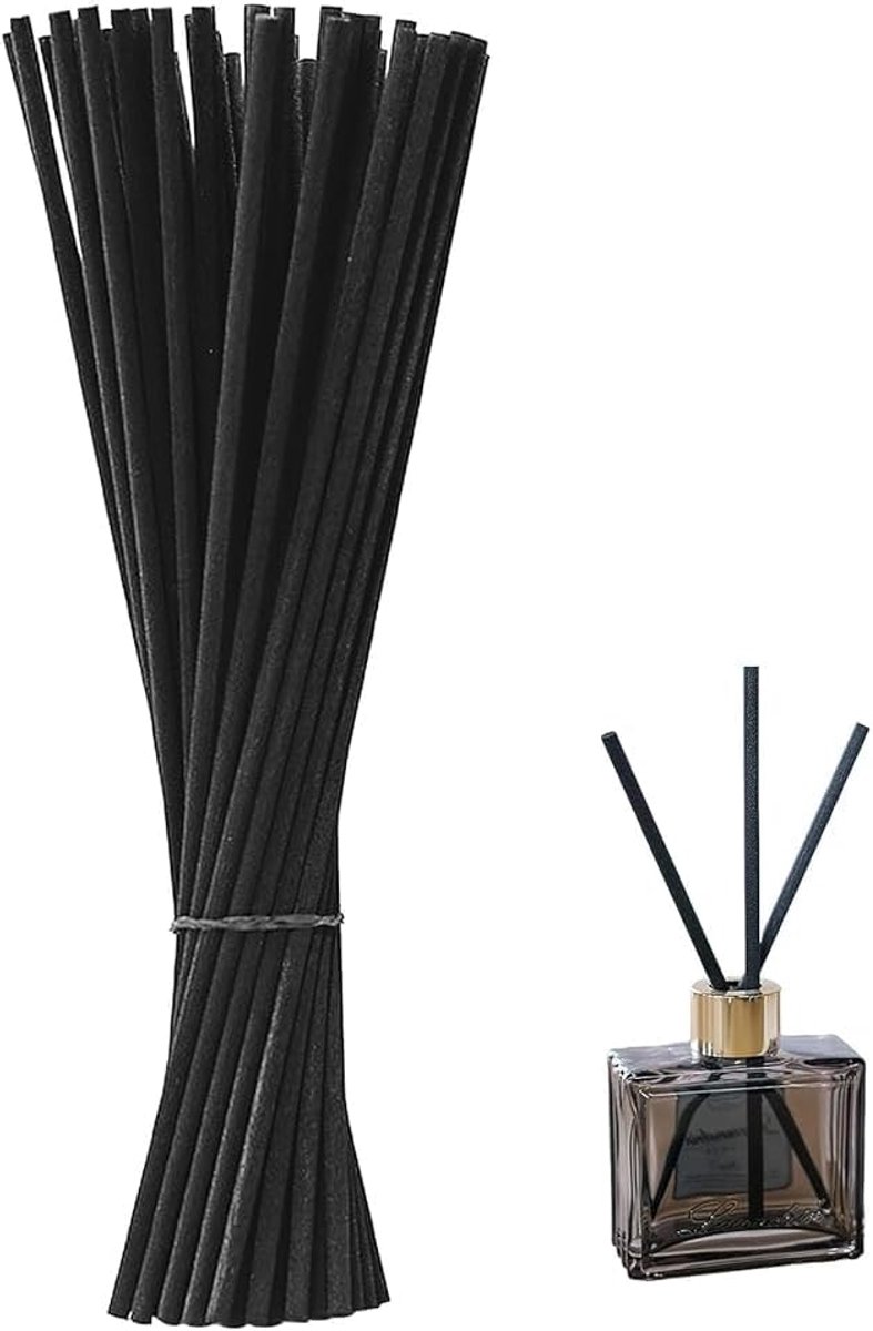 Losse Geurstokjes - 100 Stuks - Diffuser Stokjes - 19.8 cm x Ø 3 mm - Geurstokjes Navulling - Vezel Geurstokjes - Snelle Absorptie & Gelijkmatige Geurverspreiding - Zwart