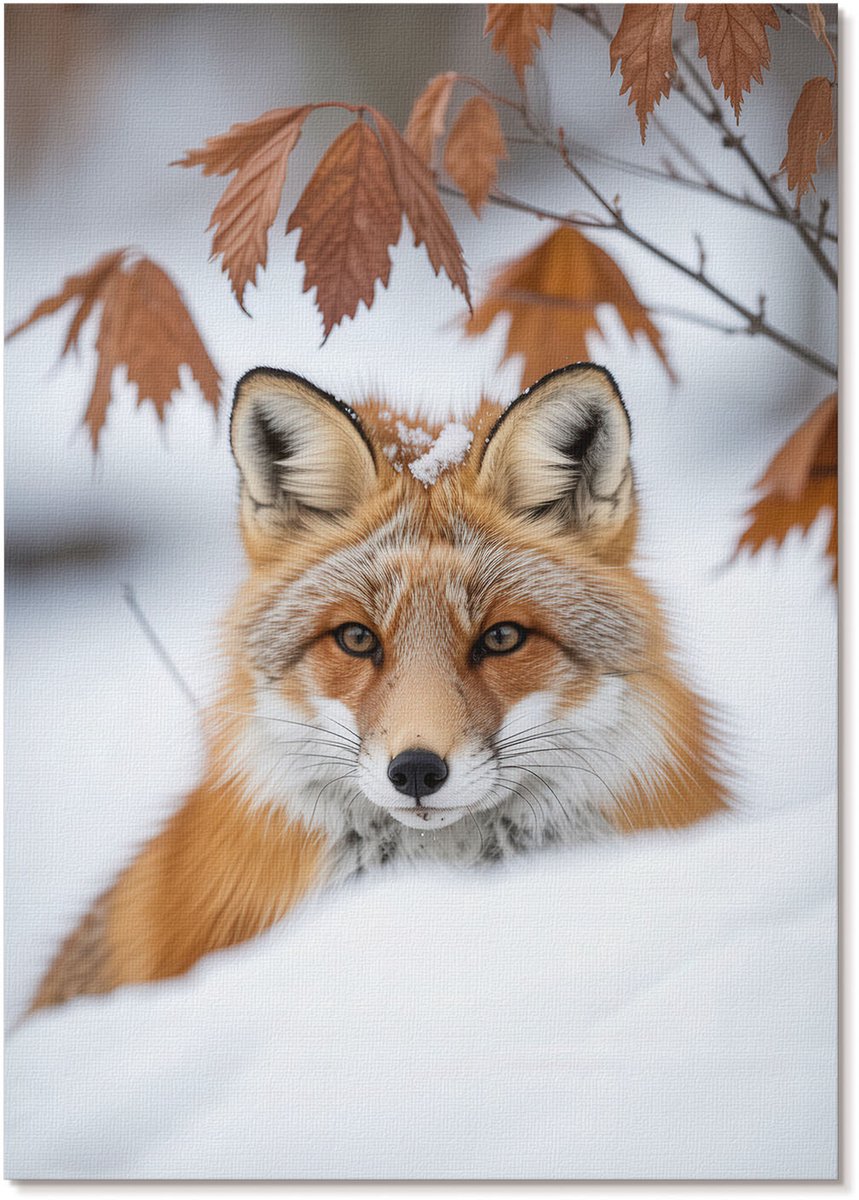 Tulup Polycanvas Wandposter - Wintervos, Fotografie - A4 - Wit Kunst - Rechthoek - Interieurdecoratie - Woonkamer, Slaapkamer, Kantoor - Klassiek