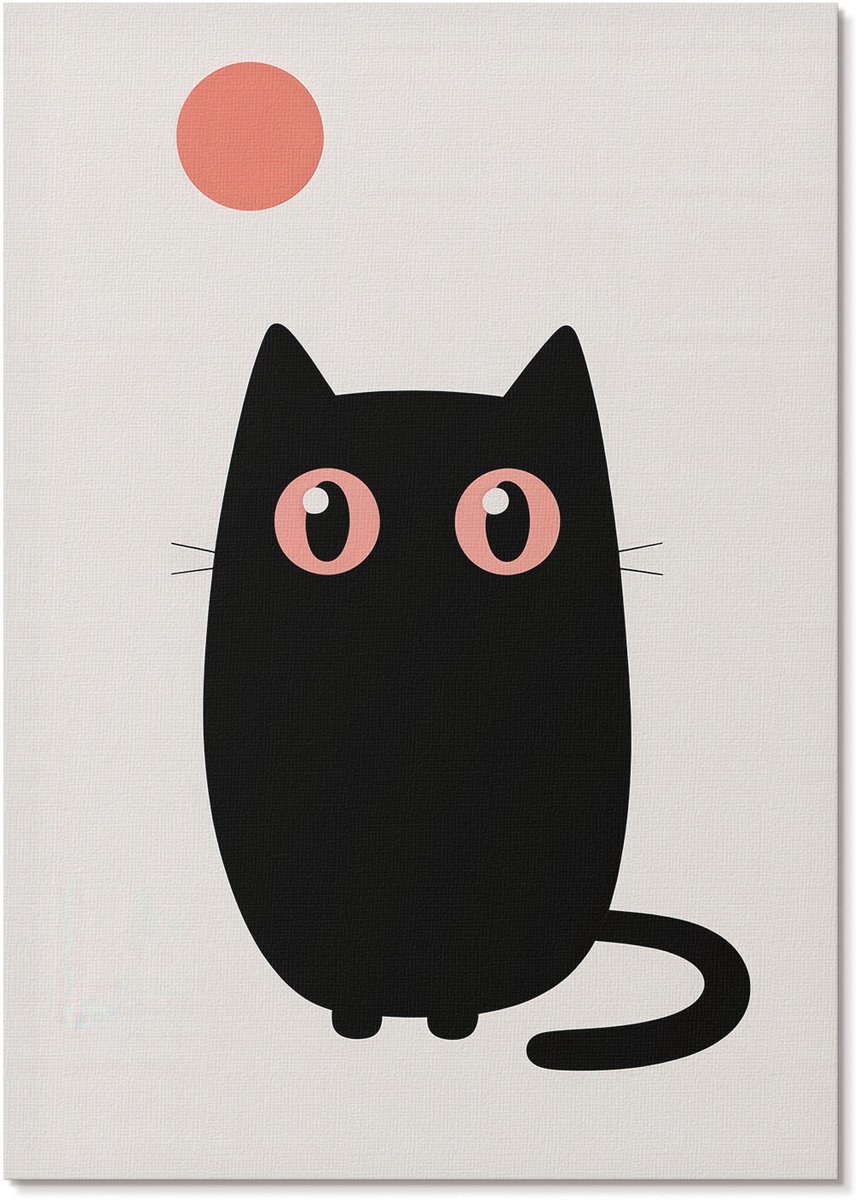 Tulup Polycanvas Wandposter - Kattenminimalisme, Illustratie - A4 - Zwart Patroon - Rechthoek - Interieurdecoratie - Woonkamer, Slaapkamer, Kantoor - Kinder