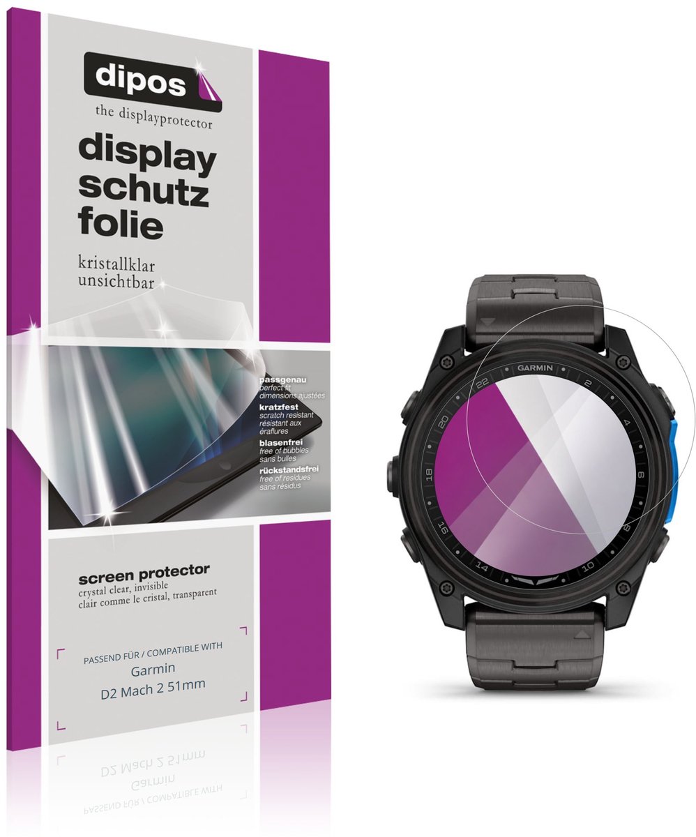 dipos – 6x Beschermfolie geschikt voor Garmin D2 Mach 2 51mm | Krasbestendige & heldere Screenprotector Ultra-Thin