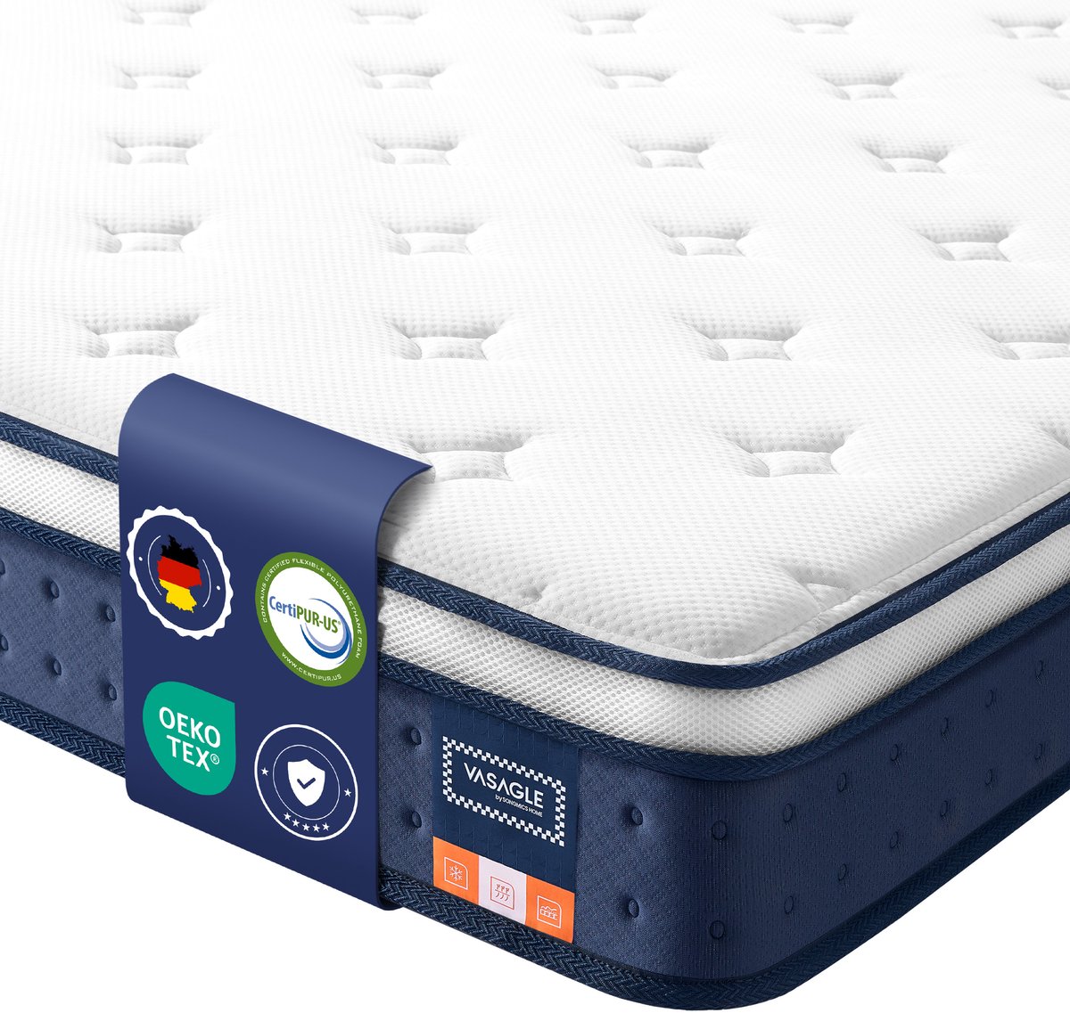 VASAGLE - Matras met Gel-Memoryschuim - 180 x 200 x 20 cm - Middelhard H3