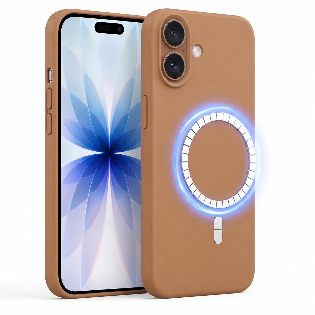 Hoesje geschikt voor Apple iPhone 17 - Hoesje geschikt voor Magsafe - Draadloos opladen - Gehard Glas - Bruin