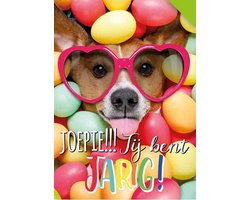 Luxe Wenskaart Verjaardag - Wenskaarten - Verjaardagskaart - Jarig - Birthday - Geburtstag - Anniversaire - Serie Bowie H. - Artige - Kaart - 1 Stuks - In Folie - Gratis Verzonden - Hoge Afnamekortingen - 12x17cm