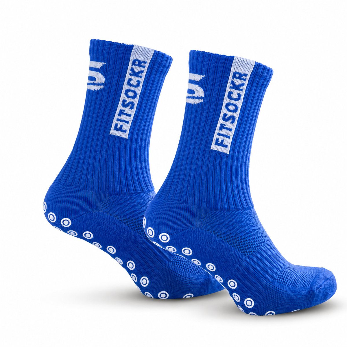 FitSockr Gripsokken Voetbal 2 Paar - Sportsokken - Grip socks - Voetbalsokken - Padel sokken - Antislip Sokken Heren/Dames/Kind - One - Blauw - Maat 44-48