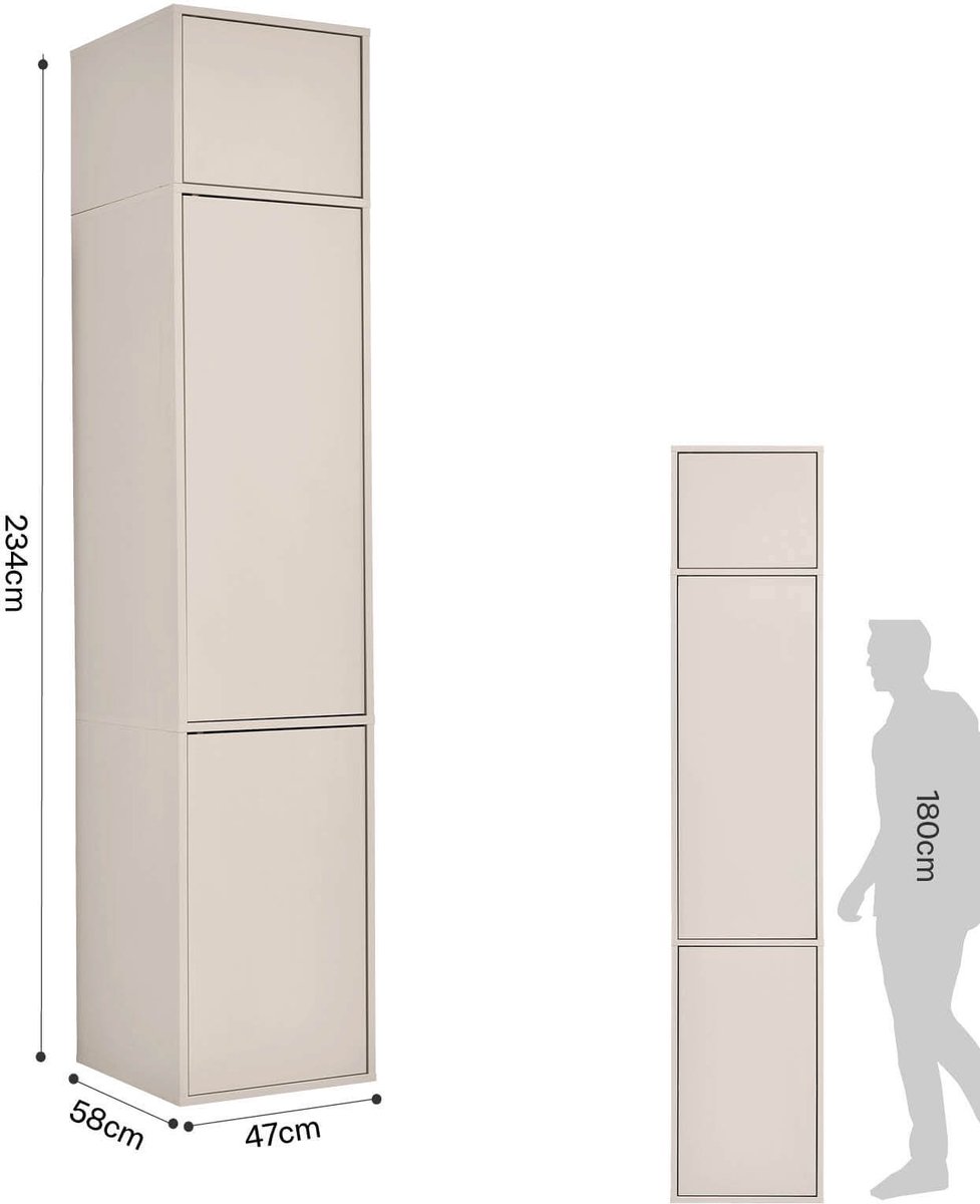 mokebo kledingkast plafondhoog kasjmier 'Robe' (47x235 cm), Made in Germany, garderobekast extra hoog, halkast & kast voor slaapkamer, kinderkamer, inloopkast van hout