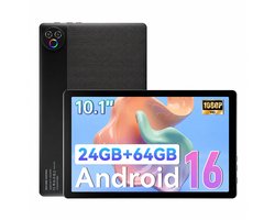 10.1 inch Tablets - Android 16 Tablet - 24(3+21)GB RAM/64GB ROM– 6000mAh - Wifi 6 - Zwart