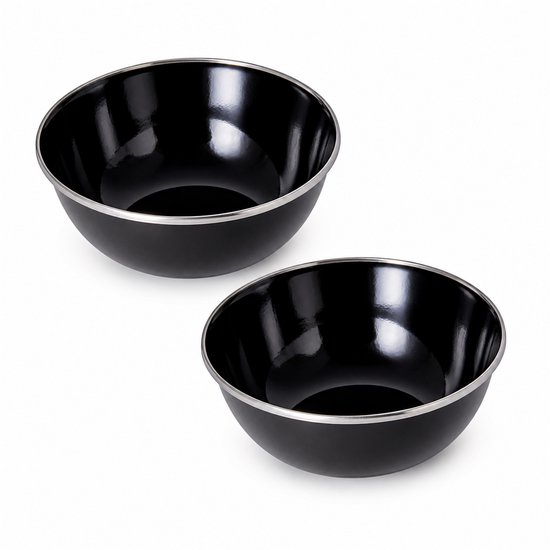 Benza - Emaille Schalen - Set van 2 Stuks - IJzer – Ø 14,7 x 5 cm — afbeelding 3