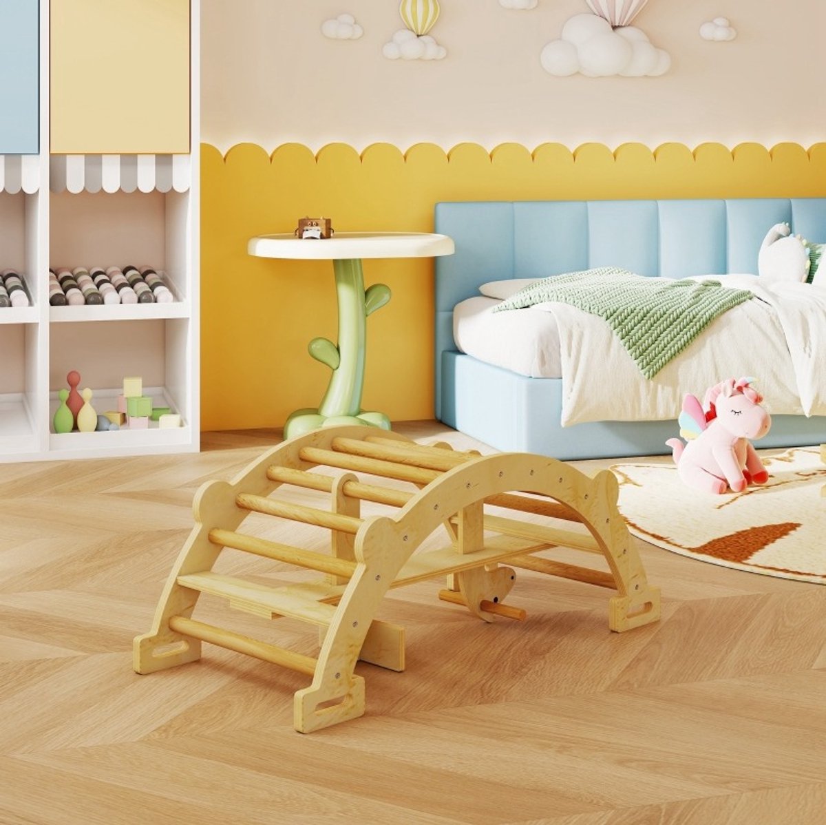 MODFU-Kletterboog-2-In-1-Indoorkinderen-Hout-Natuurkleur