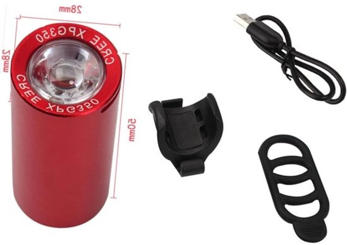 Fietsverlichting Set - Fietslampen Voor en Achter - Veilig Fietsen - 300 Lumen - 1200 mAh - Rood