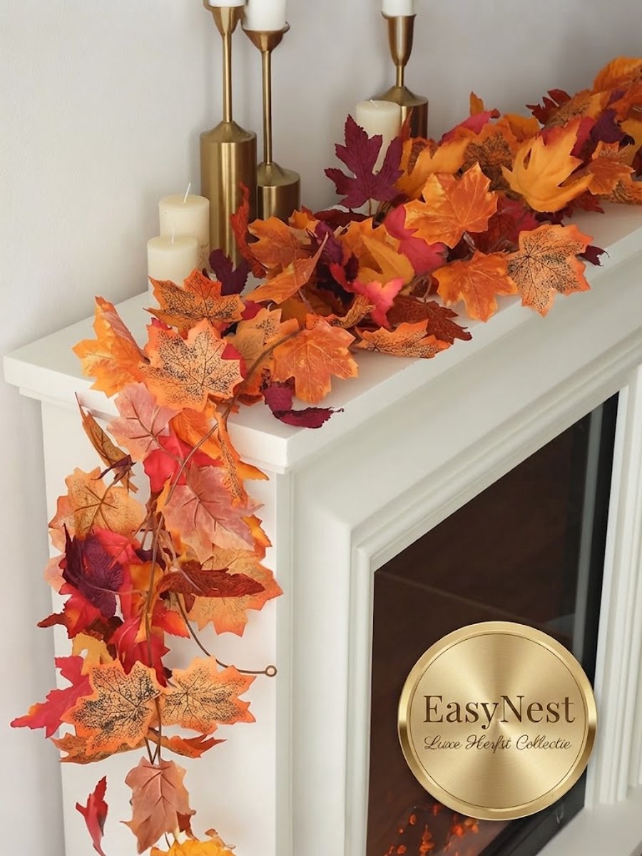 200 cm Kunstmatige Esdoornbladeren Slinger – Herfstdecoratie – Kunstbladeren Slinger voor Halloween & Thanksgiving – Herfstversiering voor Huis, Deur, Haardmantel & Veranda