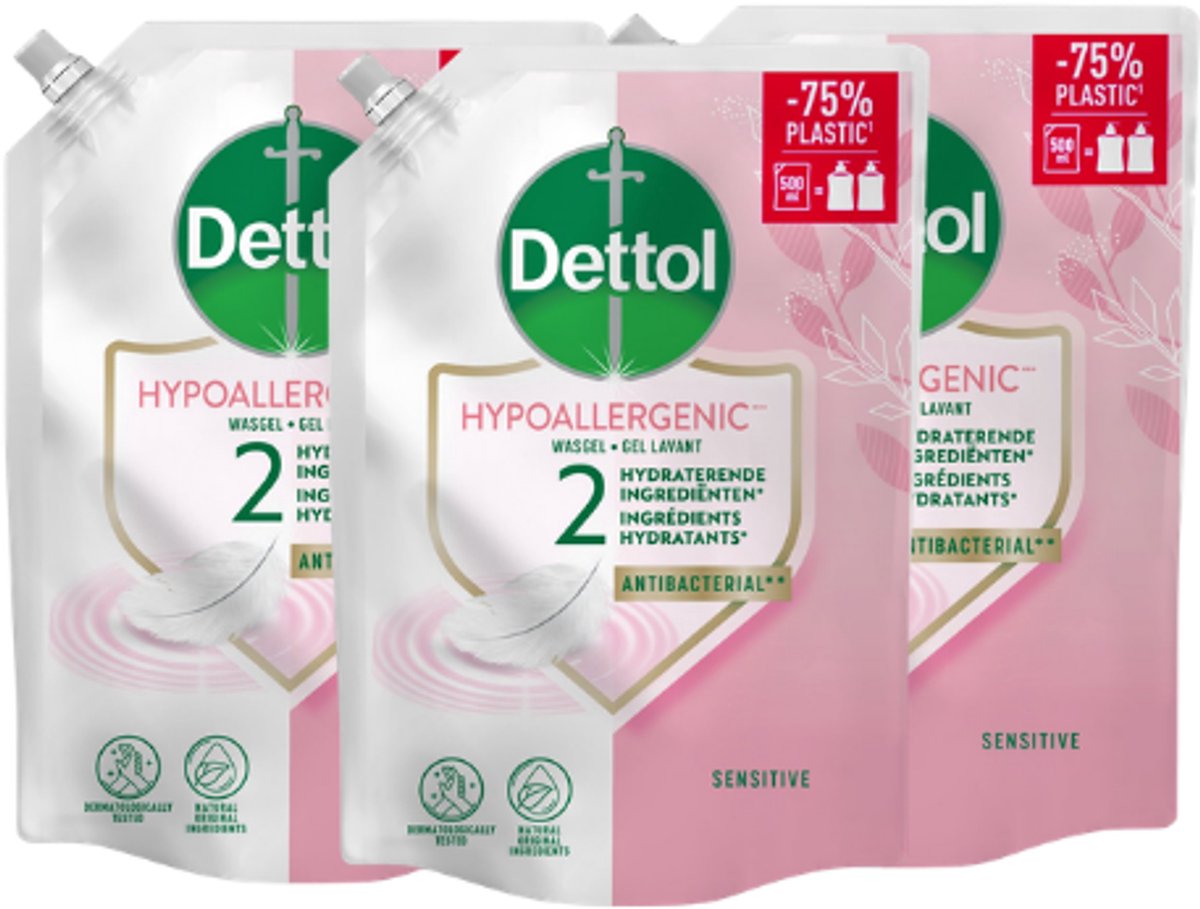 Bol.com Dettol Refill Sensitive 500ML - 3 Stuks - Voordeelverpakking aanbieding